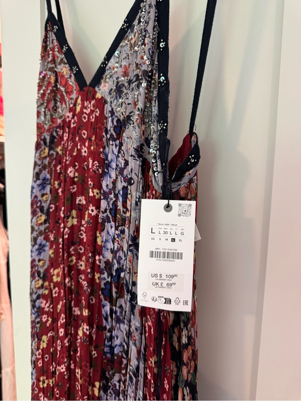Zara Floral Maxi Dress in Red and Multicolor